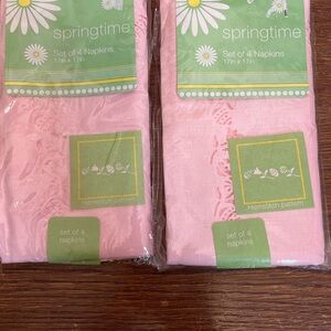 Set of 8 Pink “Springtime” Hemstitch Napkins – New in Package